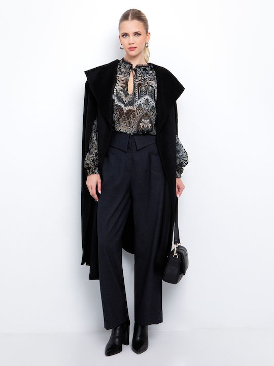 Damen Schwarz Cape