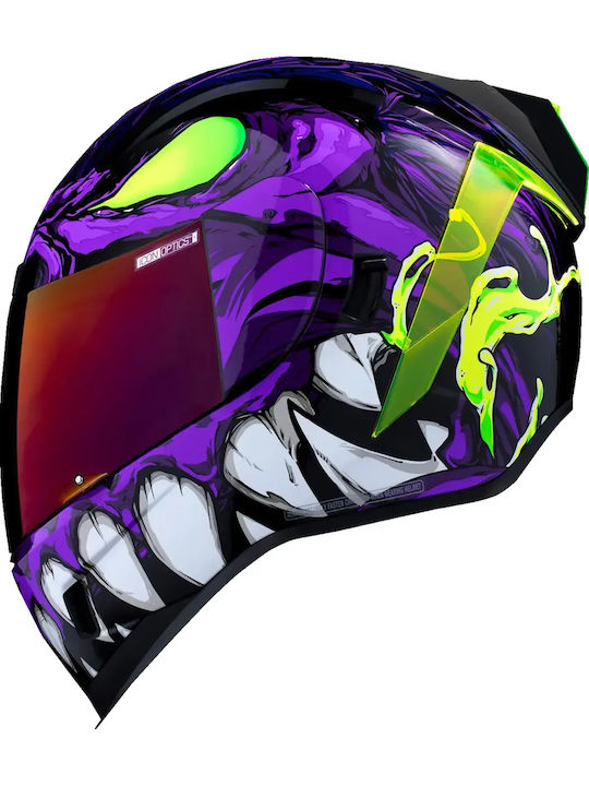 Icon Airform ManikRR Purple Motorradhelm Volles Gesicht ECE 22.06 1670gr mit Sonnenblende