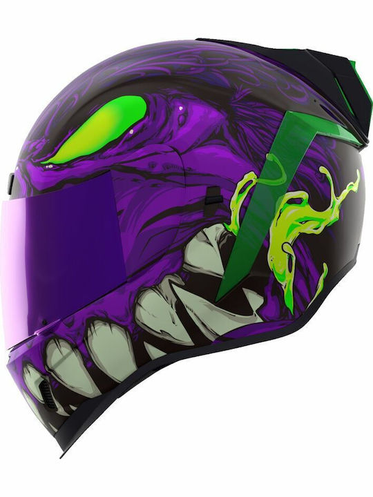 Icon Airform ManikRR Purple Motorradhelm Volles Gesicht ECE 22.06 1670gr mit Sonnenblende