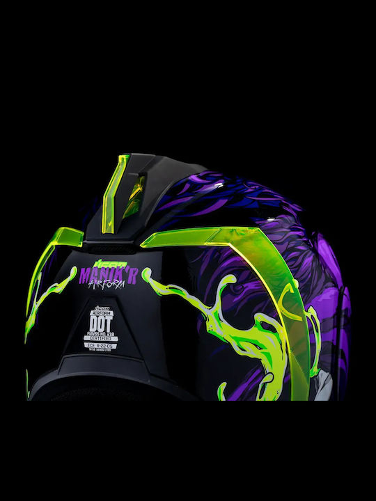 Icon Airform ManikRR Purple Motorradhelm Volles Gesicht ECE 22.06 1670gr mit Sonnenblende