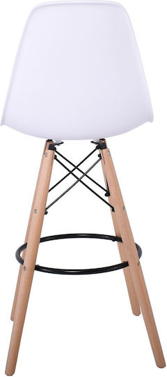 Stool Bar with Backrest made of Polypropylene Art Wood Natural/white 4pcs 88x55x55cm