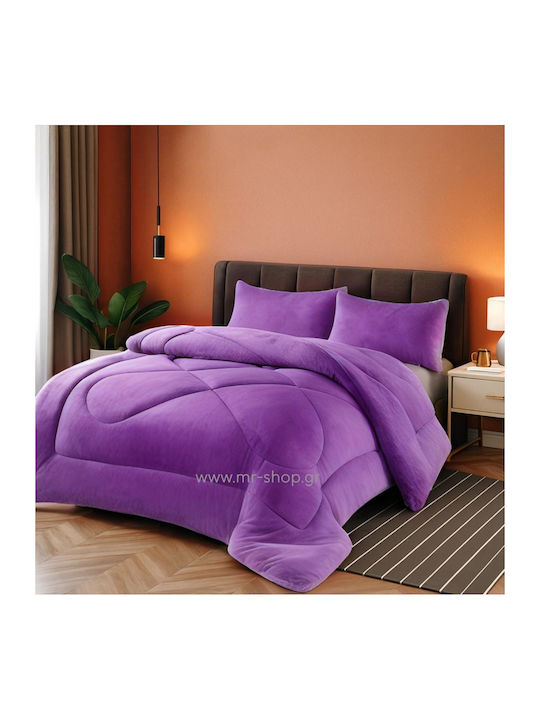 Alpha-Market Κουβερτοπάπλωμα Υπέρδιπλο 220x240εκ. Μώβ 330 GSM