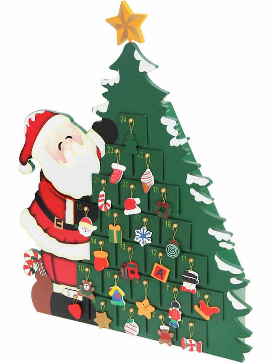 Cutie Muzicală De Decor Pentru Calendarul Advent Pom De Crăciun Design 24 De Zile Din Lemn 39 X 6 X 52 Cm