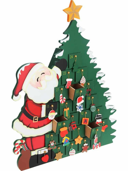 Cutie Muzicală De Decor Pentru Calendarul Advent Pom De Crăciun Design 24 De Zile Din Lemn 39 X 6 X 52 Cm
