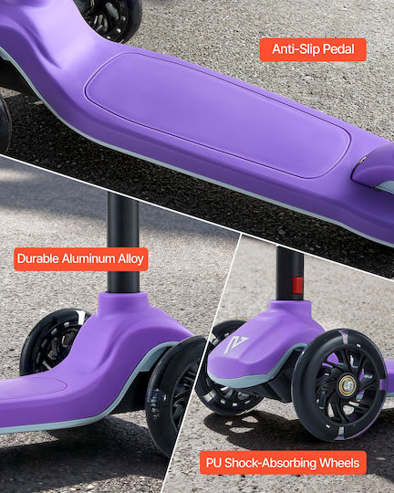 Vevor Kinderroller Klappbar 3-Rad Für 3+ Jahre Lila