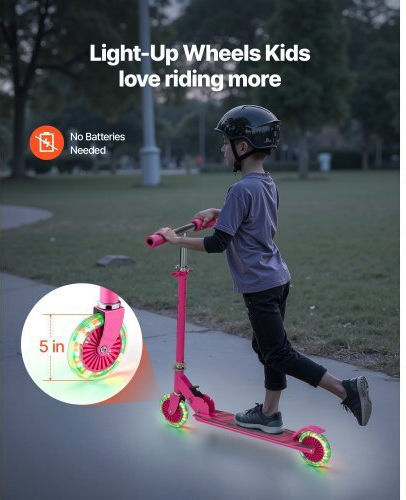 Vevor Kids Scooters Foldable 2-Wheel for 3+ Years Pink