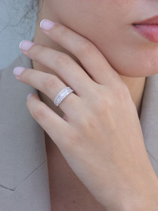 Ring with Diamond made of White gold 18K