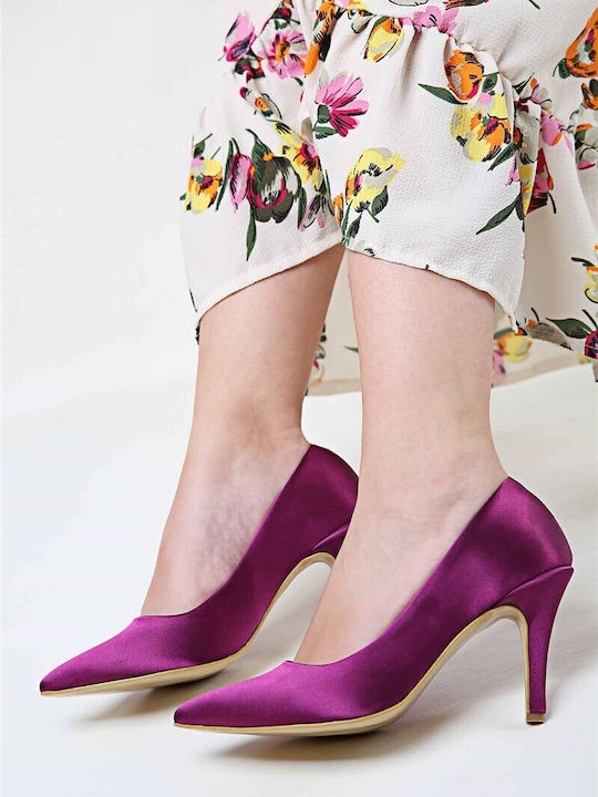 Pantofi Cu Toc Satin Violet