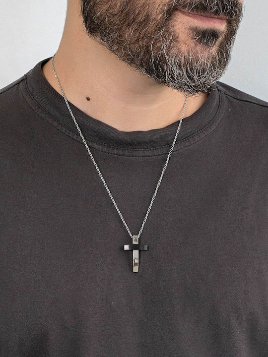 Kiriakos Gofas Men's Cross from Steel with Chain
