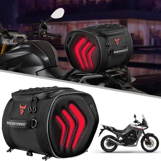Motocentric Mc-0135-a Red Motorcycle Front Seat Bag Rear Seat Mountable Waterproof Reflective Motorcycle Tail 22l Dual Use Eva Composite Shell