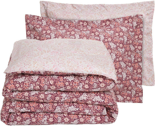 Das Home Sheet Set with 2 Pillowcases King Size with Elastic 240x260+35cm. Casual 5433 Bordeaux, Nude 3pcs