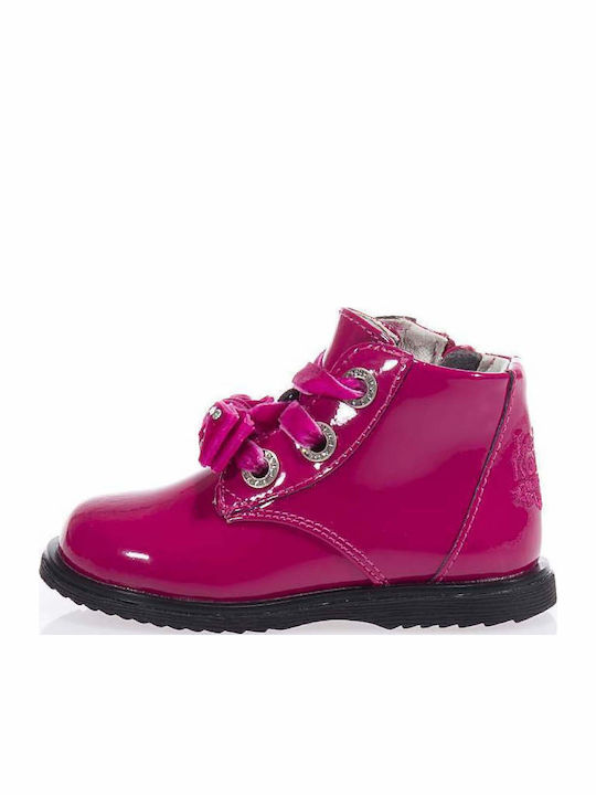 Camille Kinderstiefel aus Lackleder mit Reissverschluss Fuchsie
