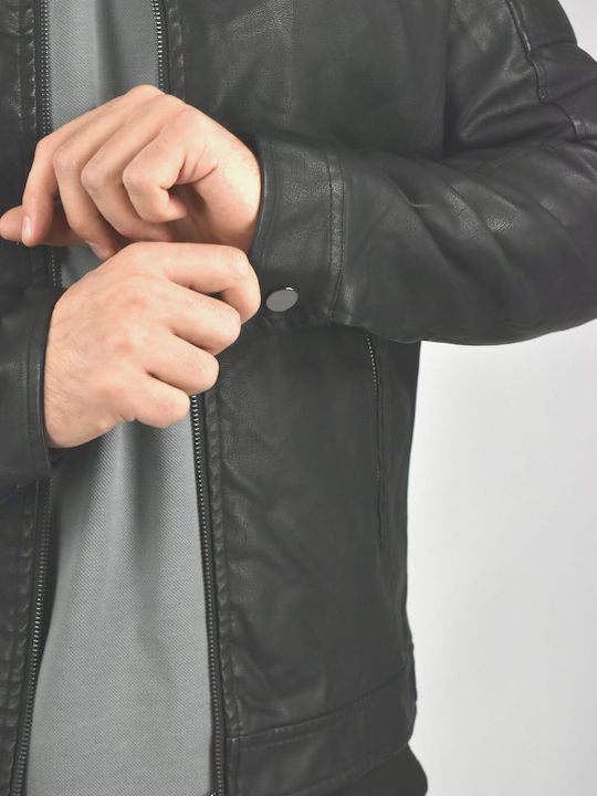 Synthetic Leather Black Jacket