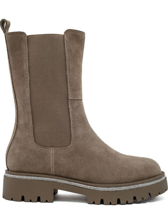 Leder Stiefeletten Damen Braun