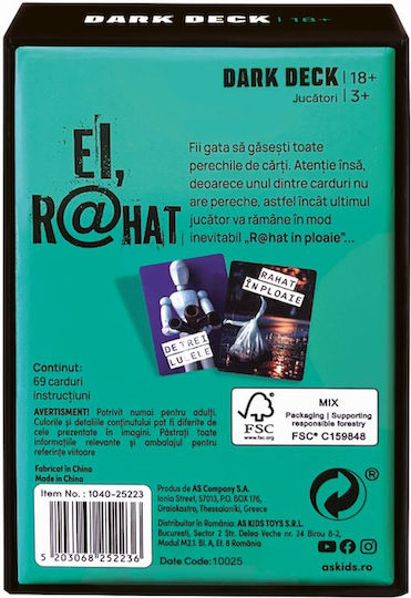 Joc de Societate Dark Deck Ei, r@hat pentru 3+ Jucători 18+ Ani AS