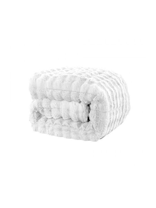 Rabbit Fleece Blanket Double 220x240cm White