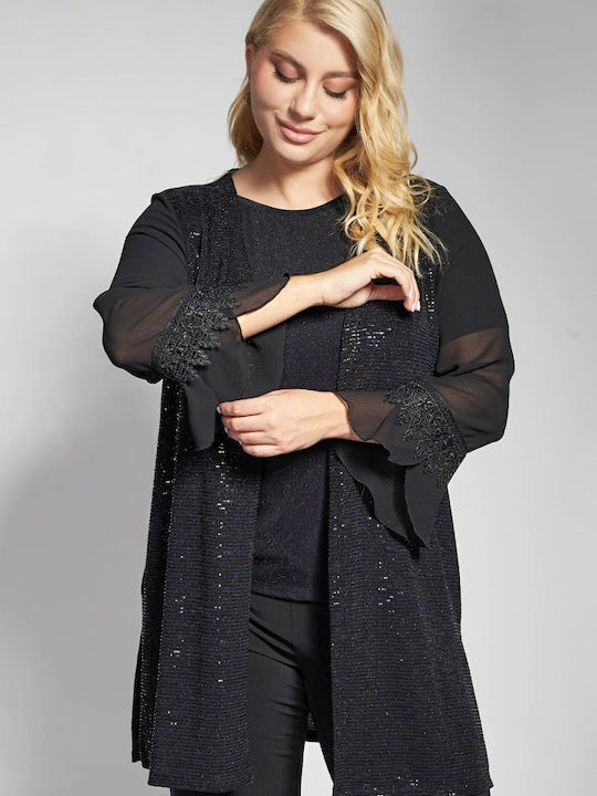 Long Women's Cardigan Metallic Shine
