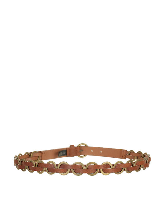 Leather Women's Belt Chain Tabac Brown