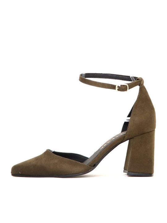 Leather Green Medium Heels
