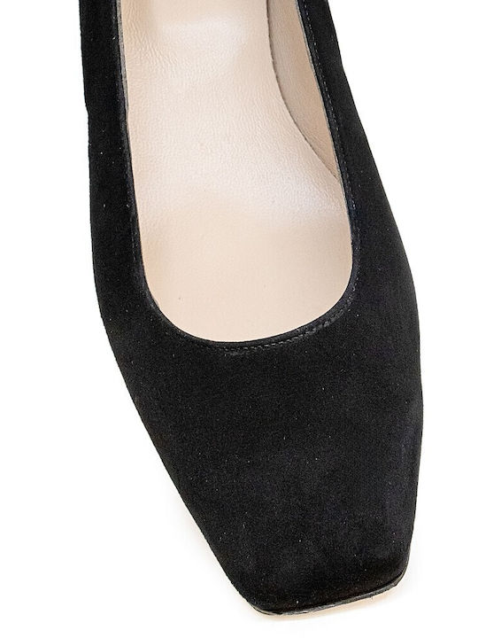 Leather Pointed Toe Black Medium Heels