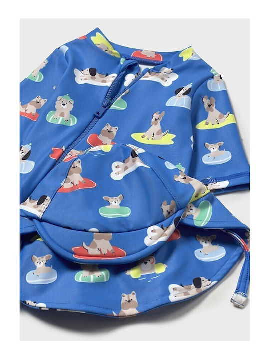Mayoral Kids Swimwear One-Piece with Hat Blue