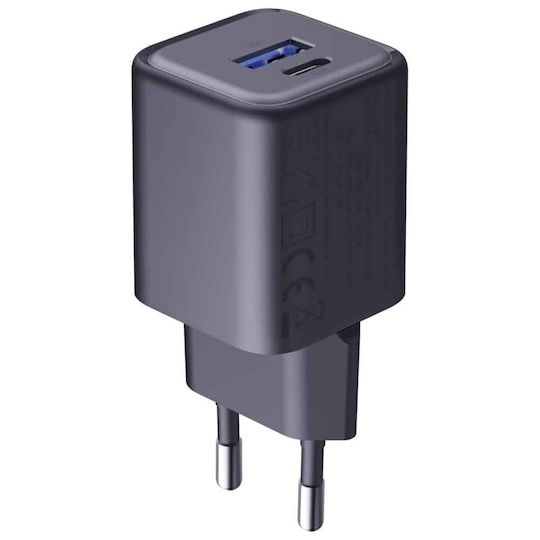 3MK Φορτιστής Χωρίς Καλώδιο GaN με Θύρα USB-A και Θύρα USB-C 33W Power Delivery Μαύρος (Hyper)