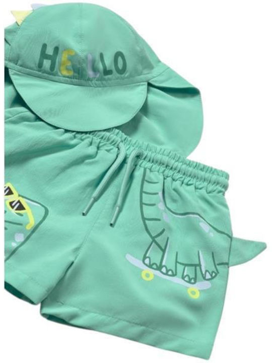 Mayoral Kids Swimwear Swim Shorts with Hat Green
