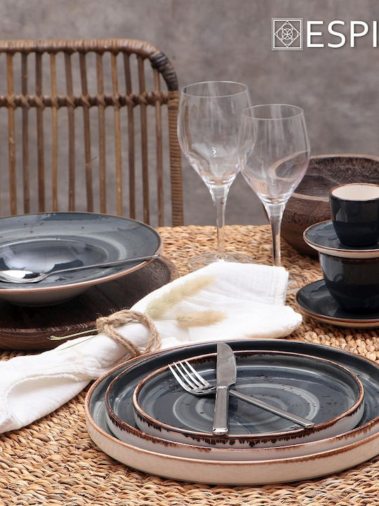 Espiel Terra Grey Serving Plate Shallow Gray with Diameter 26cm 6 Pieces
