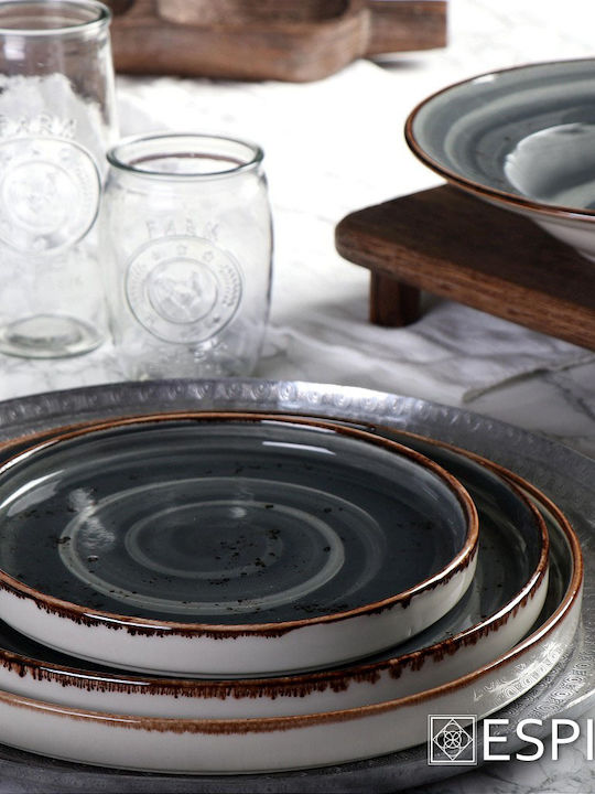 Espiel Terra Grey Serving Plate Shallow Gray with Diameter 26cm 6 Pieces
