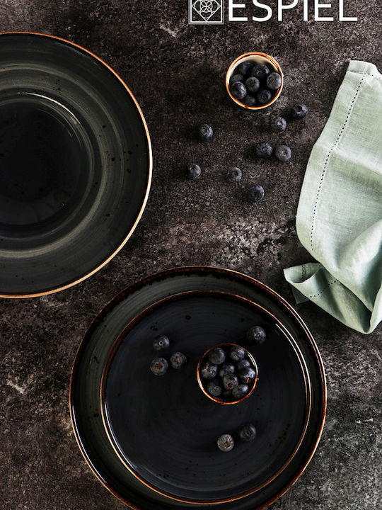 Espiel Terra Grey Serving Plate Shallow Gray with Diameter 26cm 6 Pieces