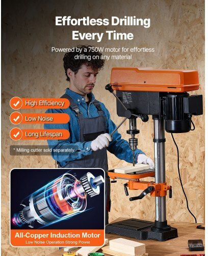Vevor Benchtop Drill Press TSZC33ABS127XMI9Y001V2 with Power 750 Watt