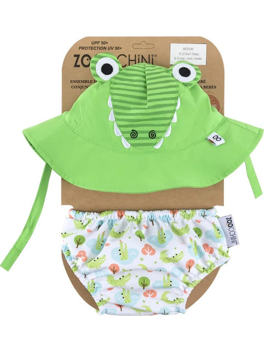 Zoocchini Kids Swimwear Swim Diaper with Hat Green