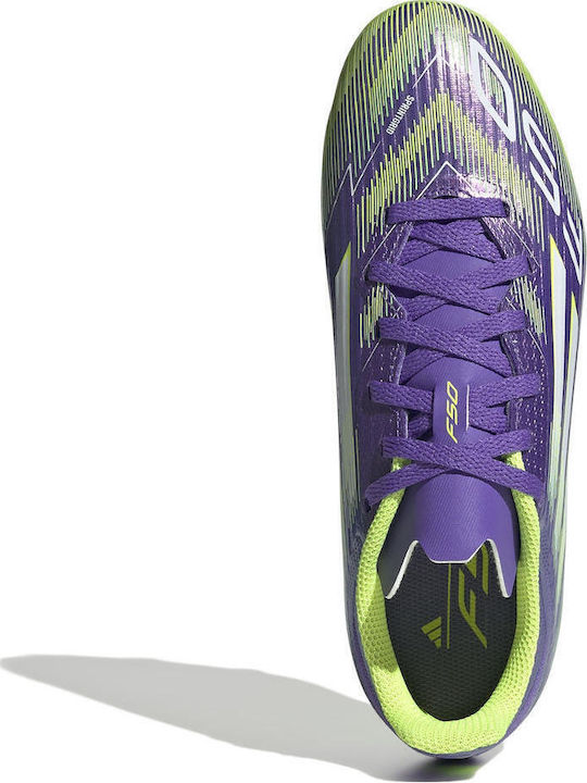 F50 League FG/MG Ghete De Fotbal Pentru Copii Cu Crampoane Purple Rush / Cloud White / Lucid Lemon