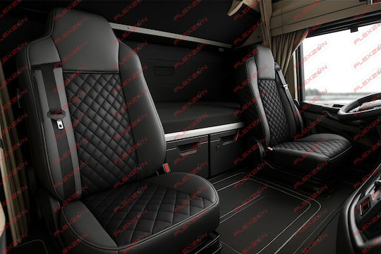 Set Truck Seat Covers 2 Pieces Man Tgx 2017+ Black Eco Leather