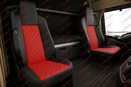 Комплект Калъфи За Камион 2 Бр Man Tgx 2021+ Червена Еко Кожа