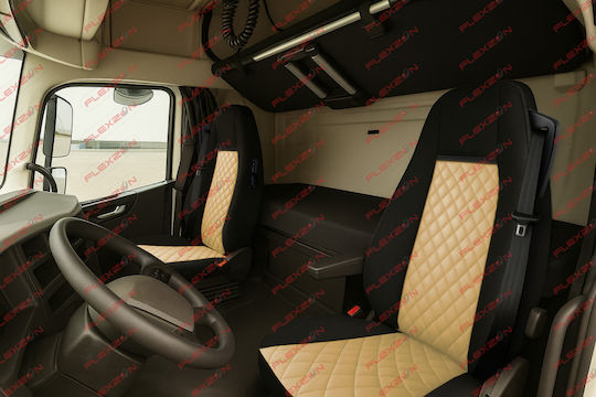 Комплект Калъфи За Камион 2 Бр Volvo Fh 2013+ Бежова Еко Кожа