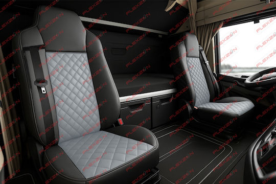 Set Truck Covers 2 Pieces Iveco Stralis S-way 2021 Grey Eco Leather