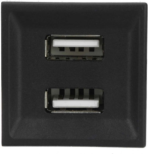 Double USB Adapter for Volkswagen VW Transporter Caravelle T5 2003-2009 with Red Illumination