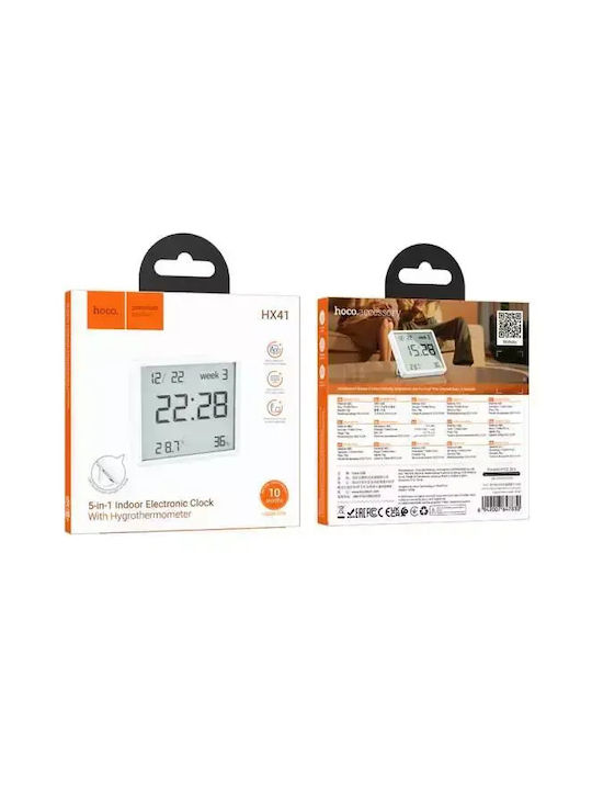 Hoco Tabletop Digital Clock LCD with Wireless Charging White 000.230.19930