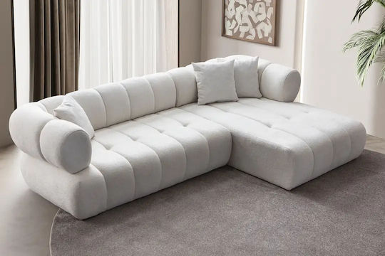 Petra Γωνιακός Καναπές με Δεξιά Γωνία Λευκό 280x90x70εκ.