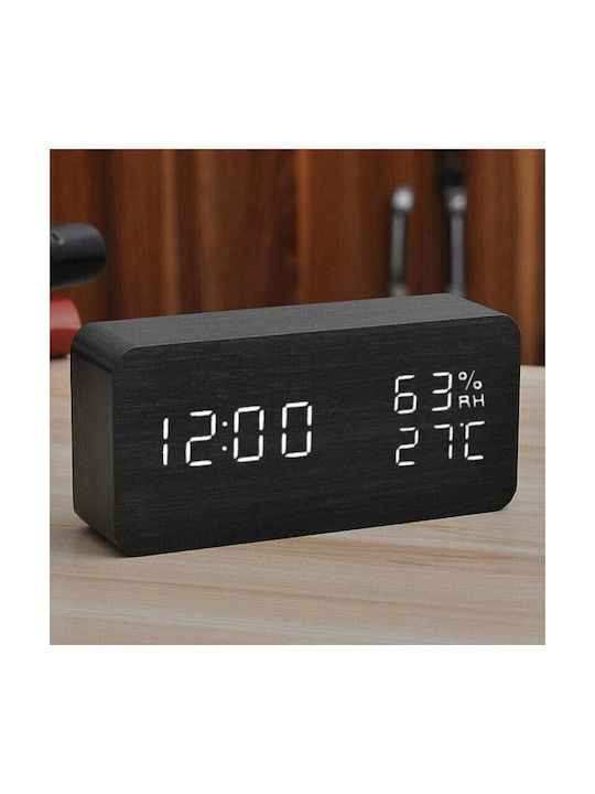 Tisch-Digitaluhr mit Wecker Schwarz