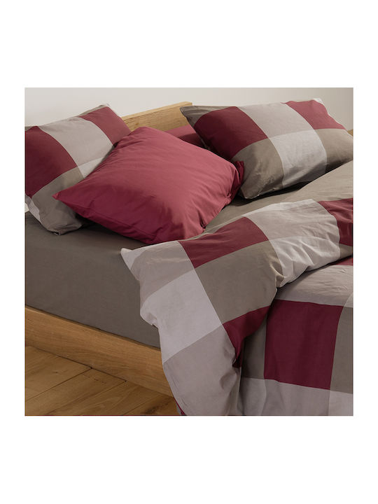 Nef-Nef Homeware Сет Чаршафи 170x270см. Casual Check Bordo 3бр