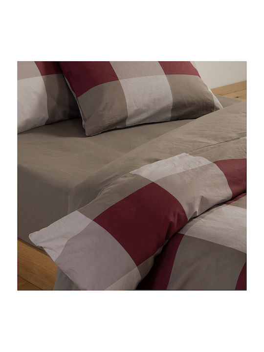 Nef-Nef Homeware Сет Чаршафи 170x270см. Casual Check Bordo 3бр