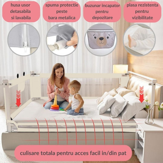 Kidizi Bară de protecție pentru pat Montaj simplu în Culoare Bej 200εκ. 3buc