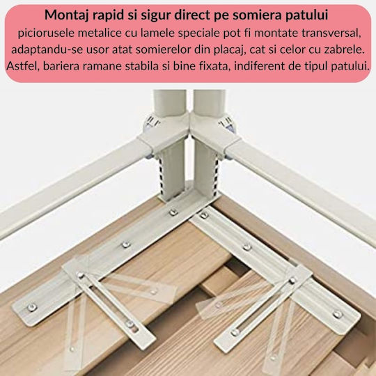 Kidizi Bară de protecție pentru pat Montaj simplu în Culoare Roz 200εκ. 3buc
