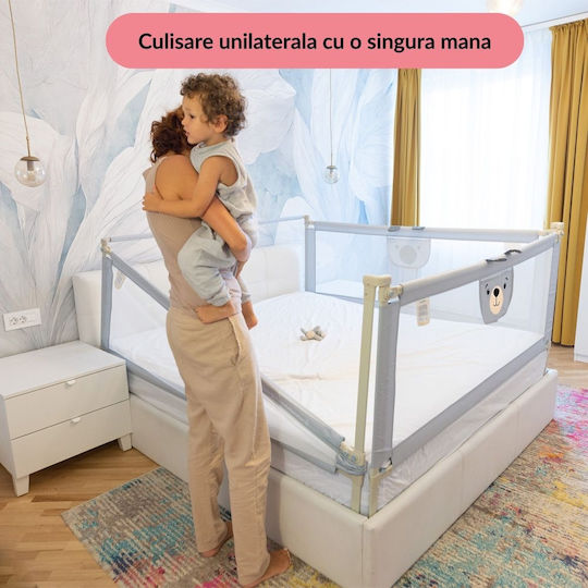 Kidizi Bară de protecție pentru pat Montaj simplu în Culoare Bej 200εκ. 3buc
