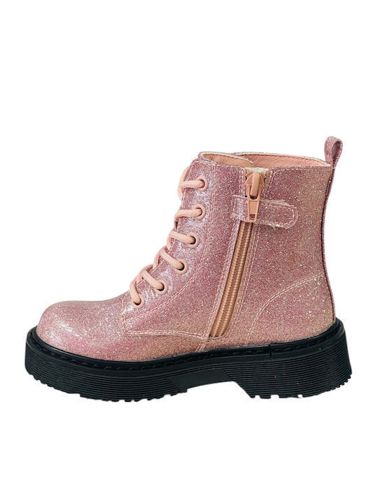 Anatomische Leder Kinderstiefel mit Reissverschluss Rosa