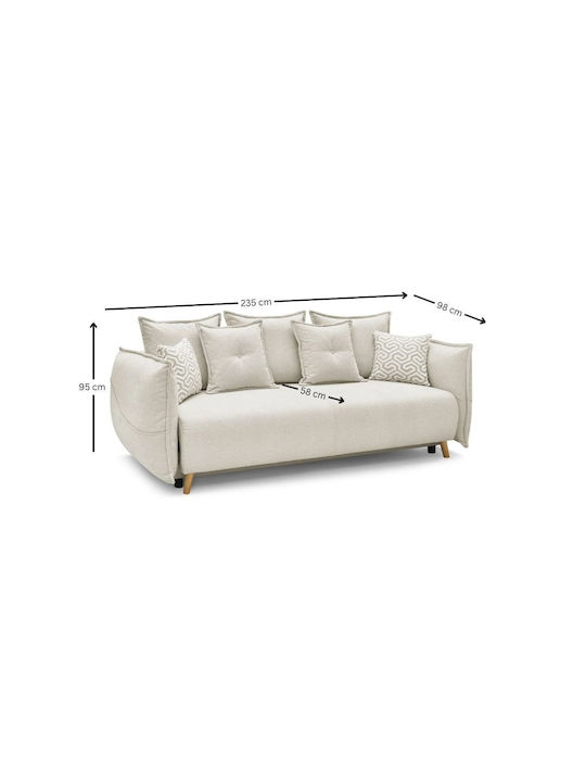 Puffy Dreisitzer Sofa mit Bett Ecru 235x98x95cm