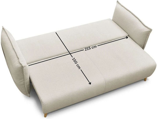 Puffy Canapea Cu Trei Locuri Pat Crem 235x98x95 cm