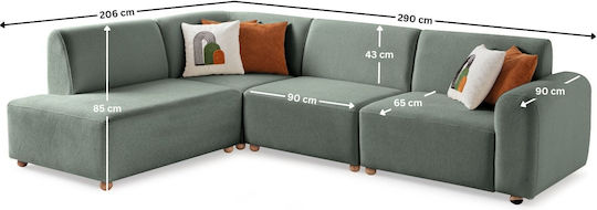 S-loft Corner Couch with Left Corner Sea Green 206x290x85 cm